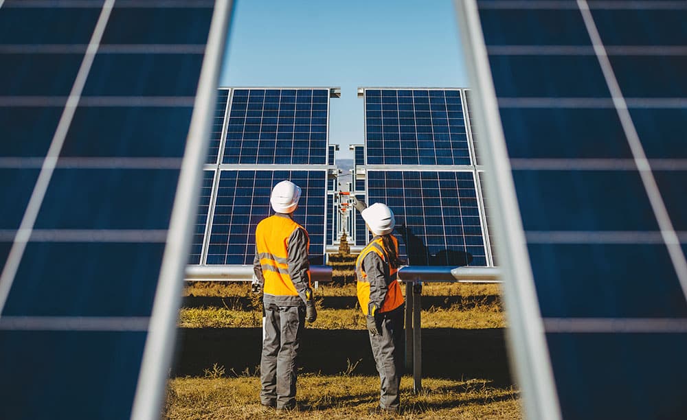 solar power station green electricity panel view