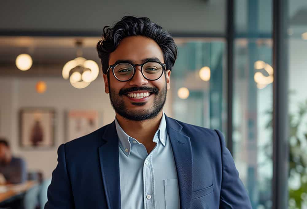 smiling businessman standing in office